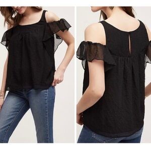 Anthropologie Maeve Nava Blouse Off Shoulder Lightweight Black Color Sz 4P